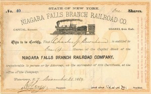 Niagara Falls Branch Railroad Co. transferred to Frederick W. Vanderbilt - Autographs